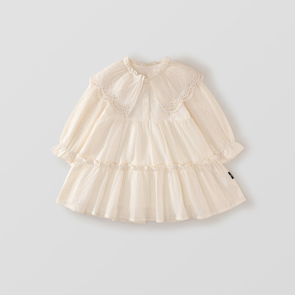 Girl's Lace Trim Lapel Dress - 2025 Spring/Fall New Arrival