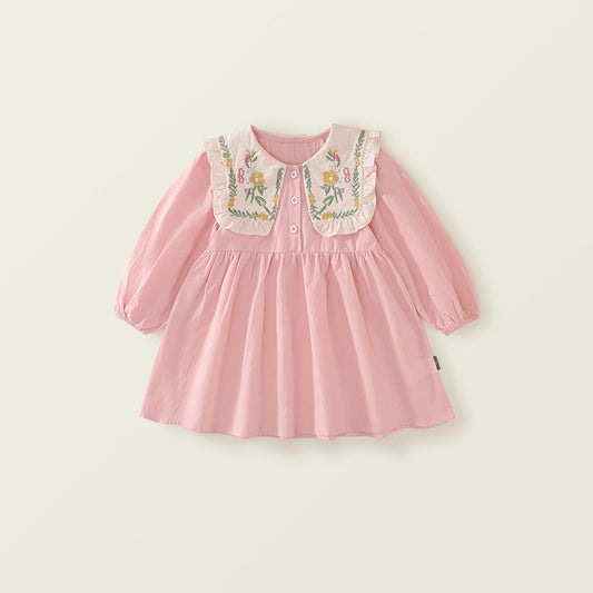 Girls' French Ruffle Sleeve Dress