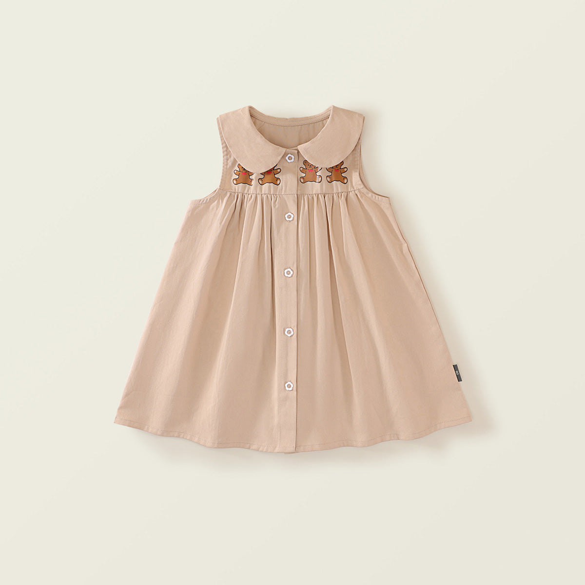 Girls' Summer Dress - Korean Style Doll Collar Bear Print Sleeveless