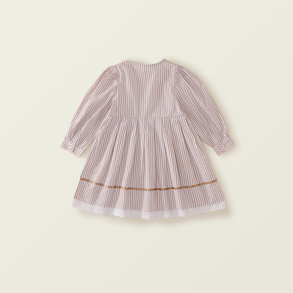 Girls' Spring Striped Embroidered Dress