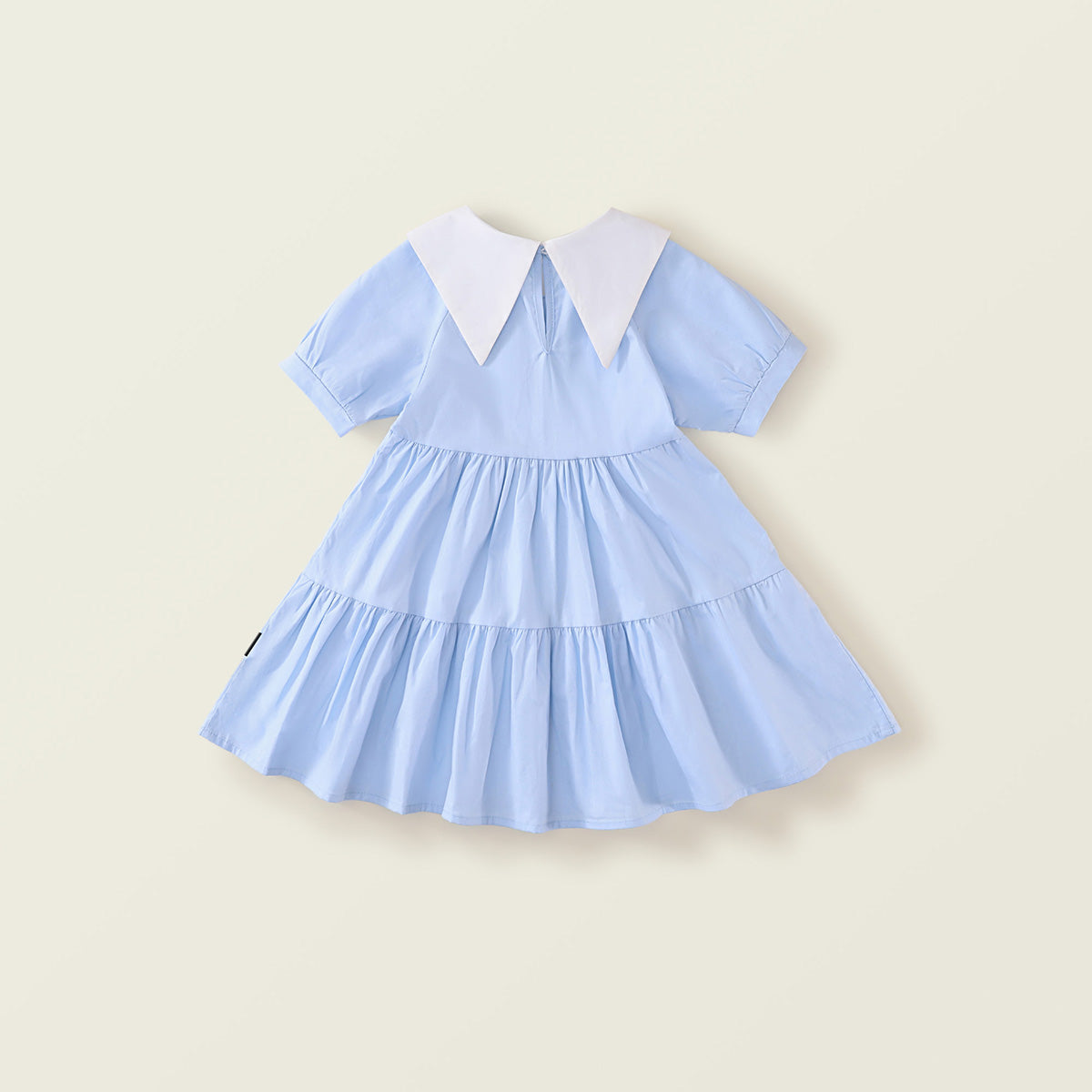 Girl's Blue Lapel Sleeveless Dress