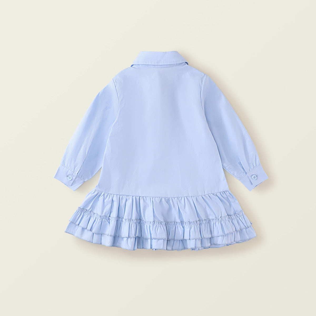 Girls' Blue Pleated Lace Dress - Spring New Arrival