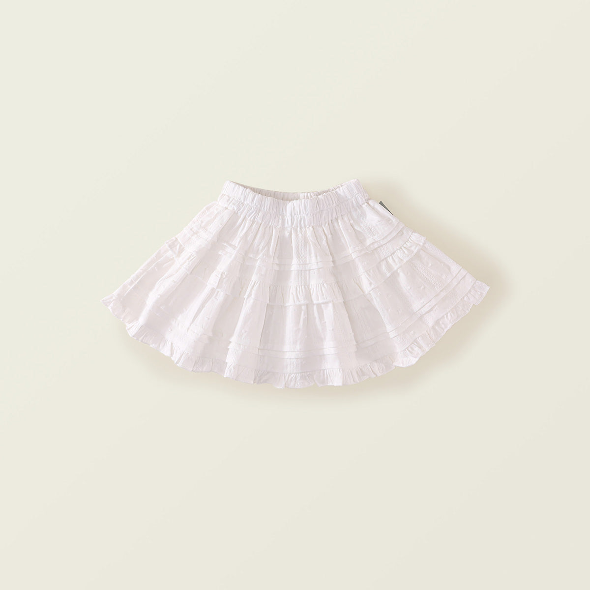 Girl's White Tiered Floral Skirt