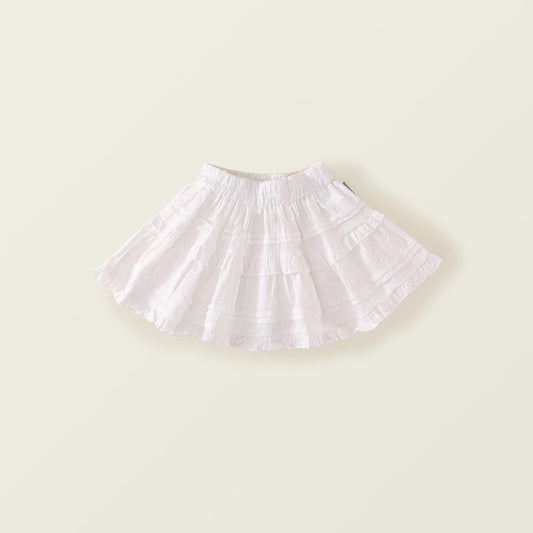 Girl's White Tiered Floral Skirt