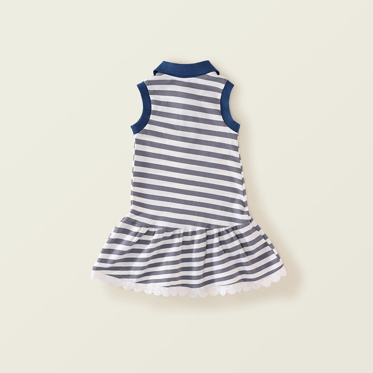 Girl's Blue Striped Polo Dress - 2025 Summer New Arrival