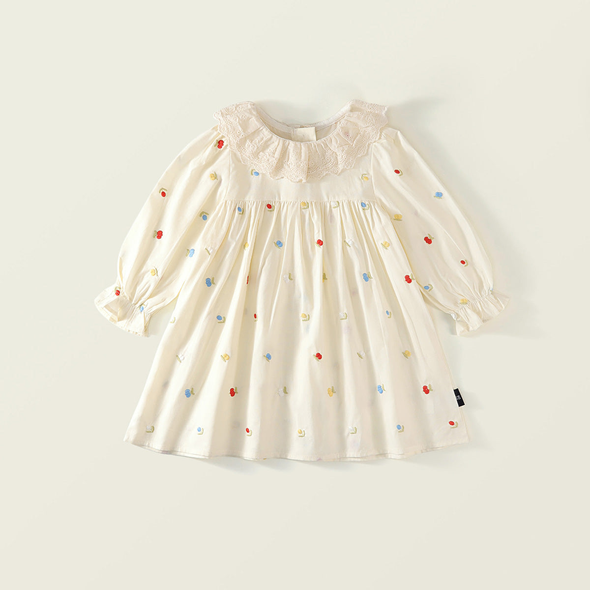 Girl's Embroidered Lapel Dress