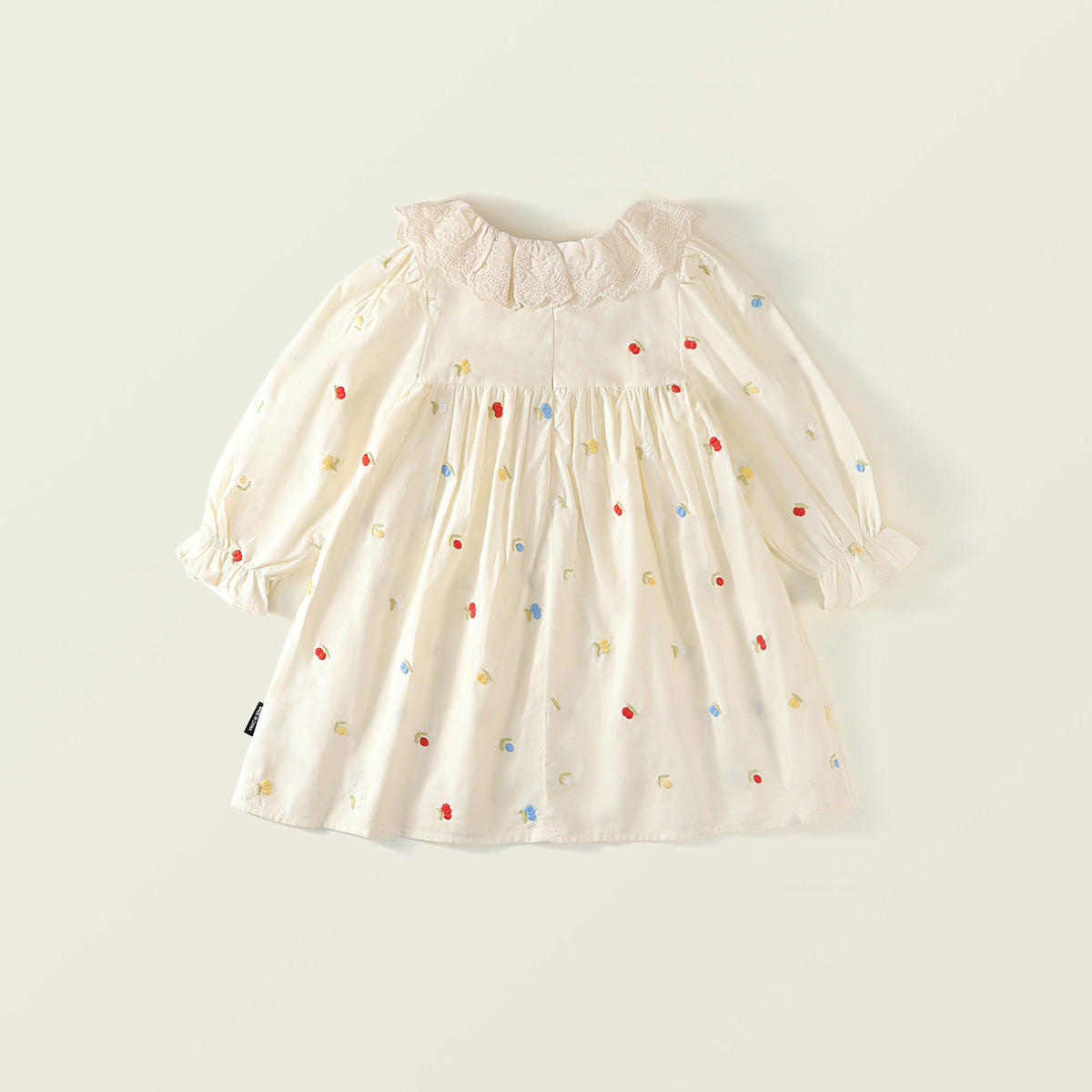 Girl's Embroidered Lapel Dress