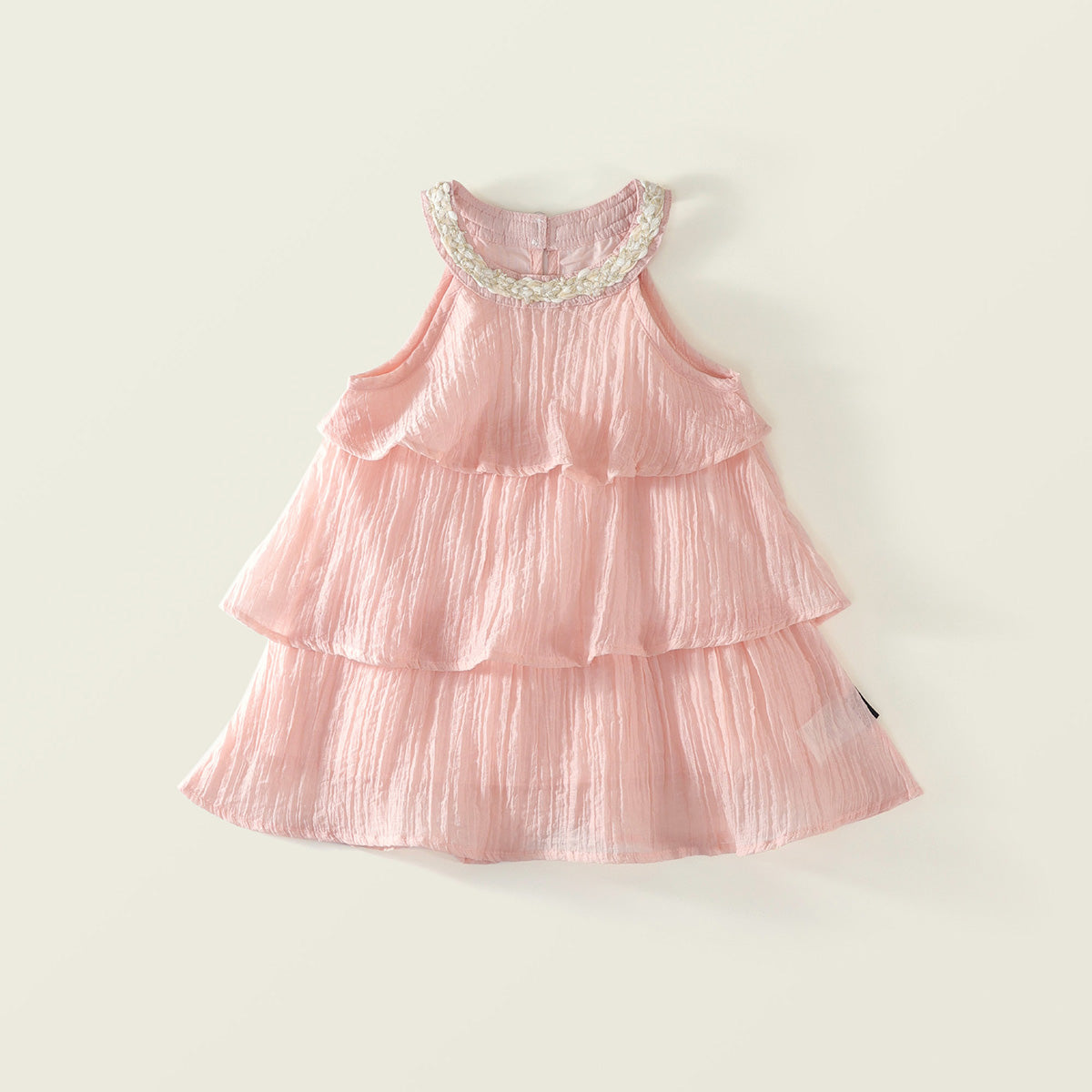 Girl's Pink Ruffle Sleeveless Dress
