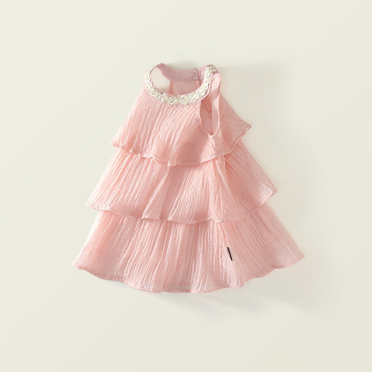 Girl's Pink Ruffle Sleeveless Dress