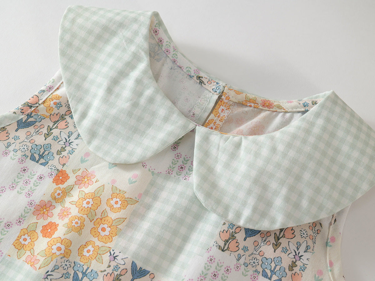 Girl's Sleeveless Lapel Dress