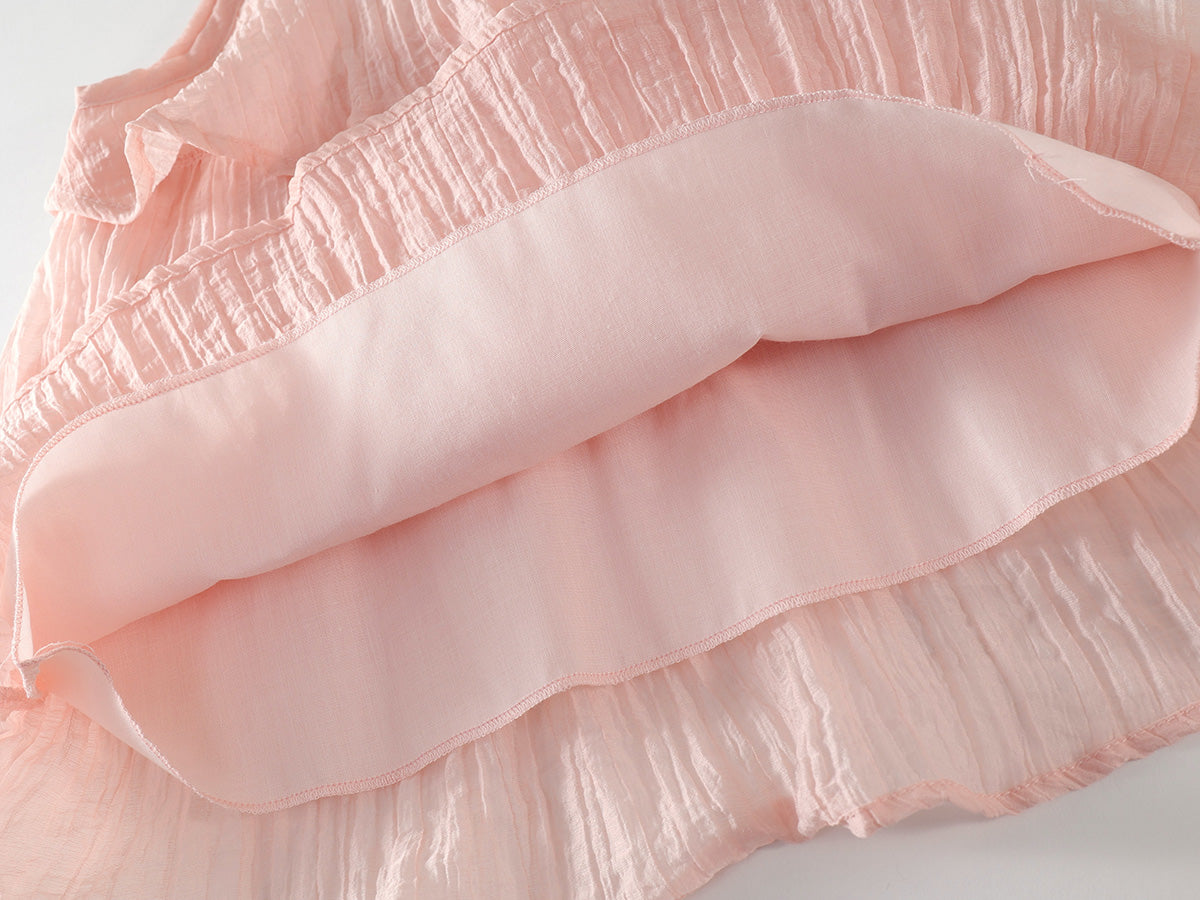 Girl's Pink Ruffle Sleeveless Dress