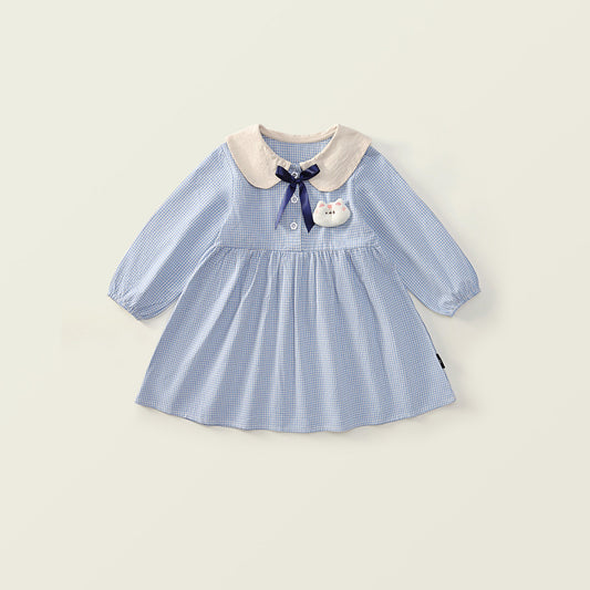 Girl's Blue Checkered Dress