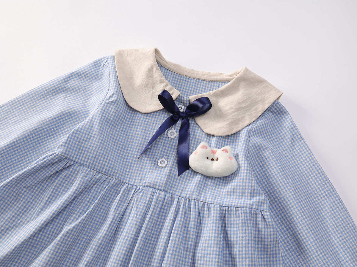 Girl's Blue Checkered Dress