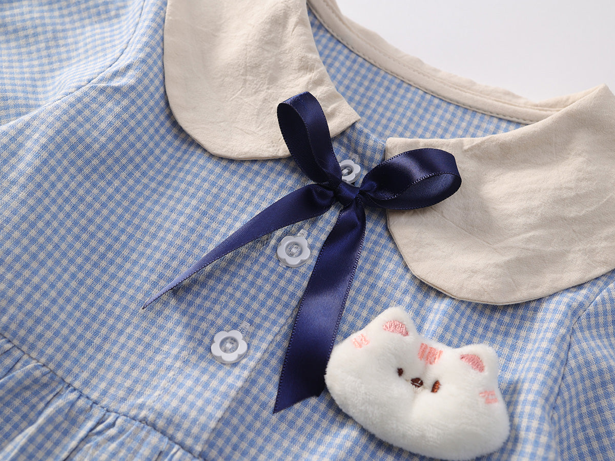 Girl's Blue Checkered Dress