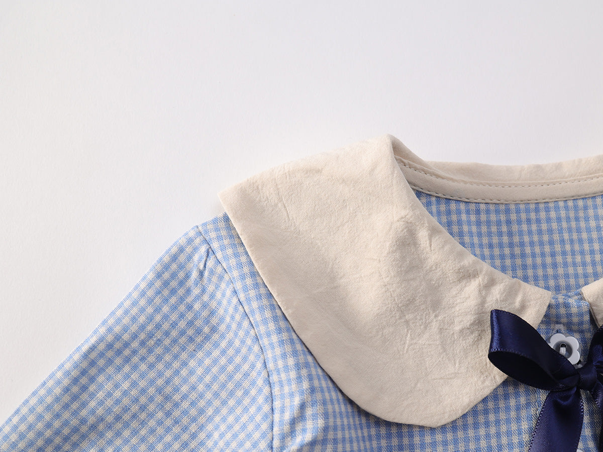 Girl's Blue Checkered Dress