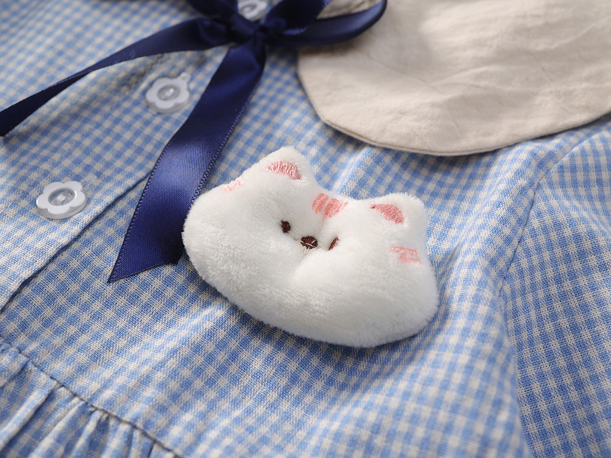 Girl's Blue Checkered Dress