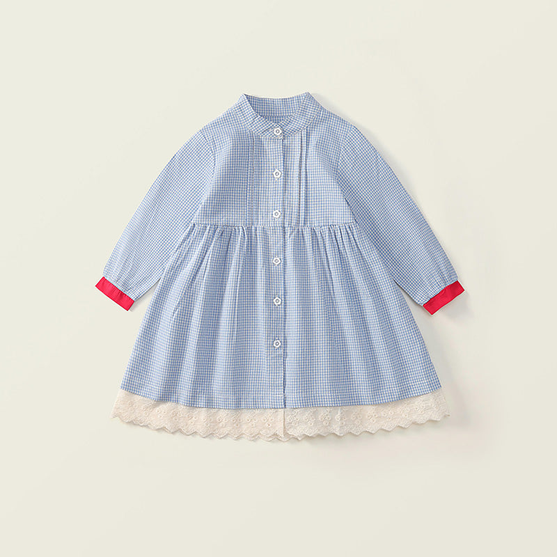Girl's Blue Checkered Dress