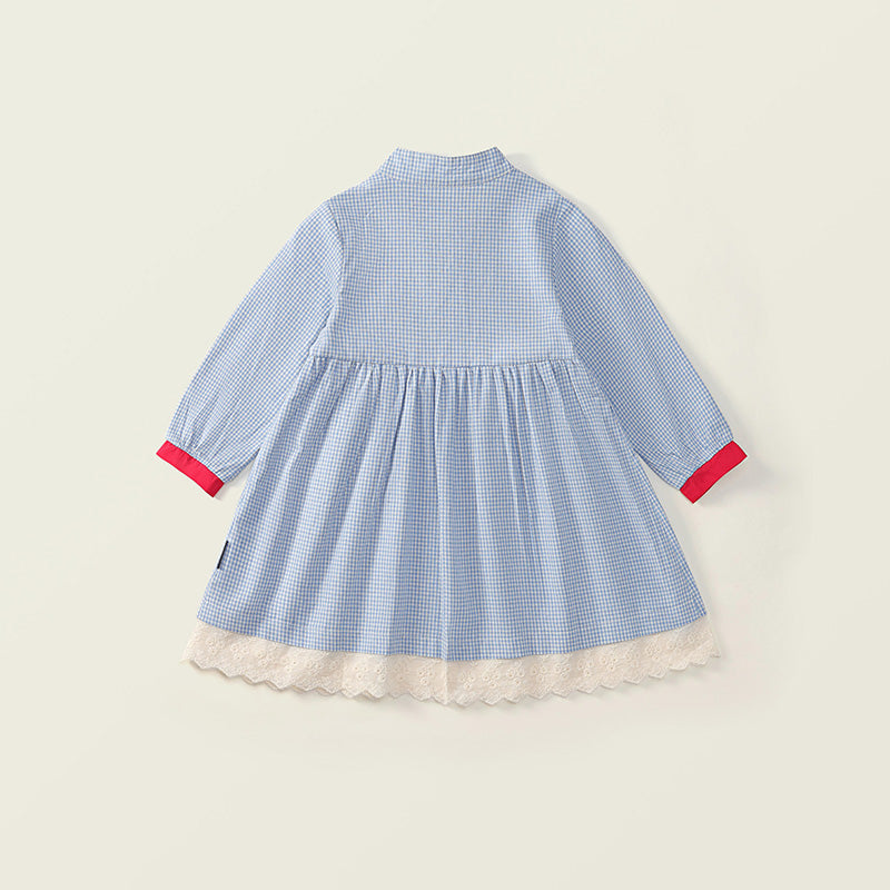 Girl's Blue Checkered Dress