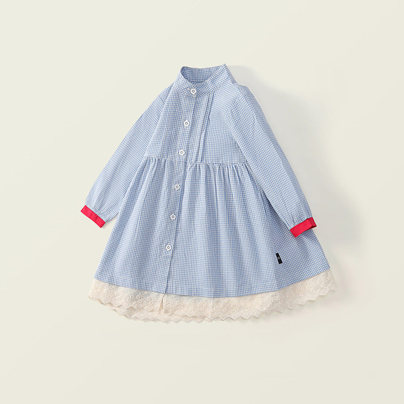 Girl's Blue Checkered Dress