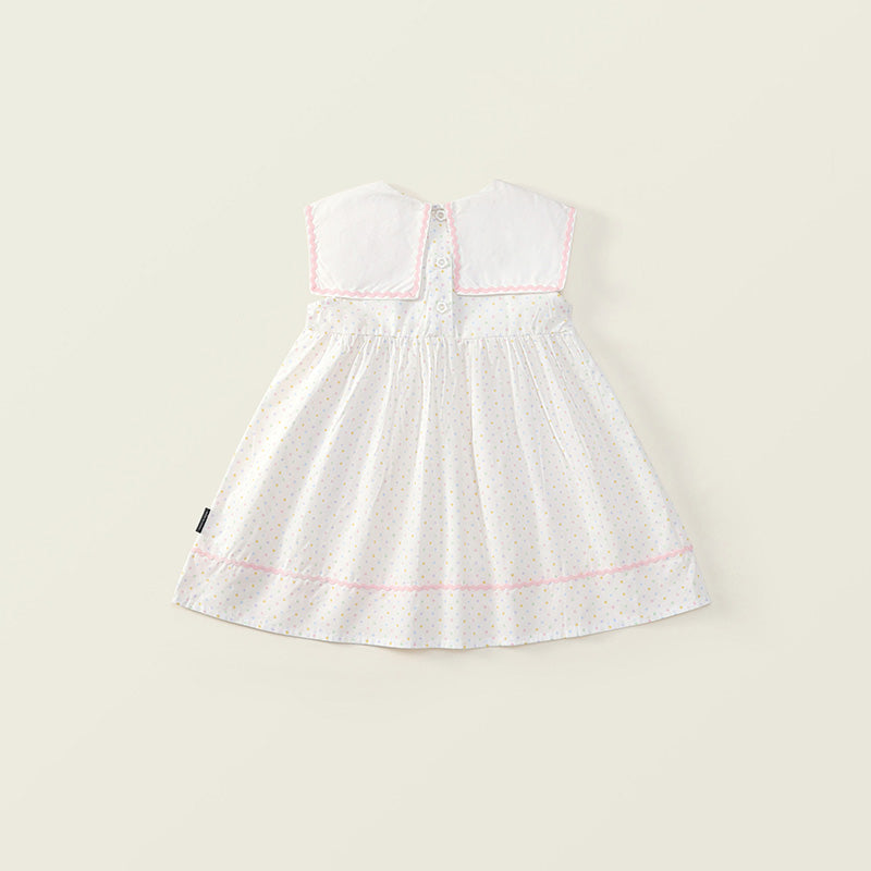 Girl's Embroidered Lapel Dress
