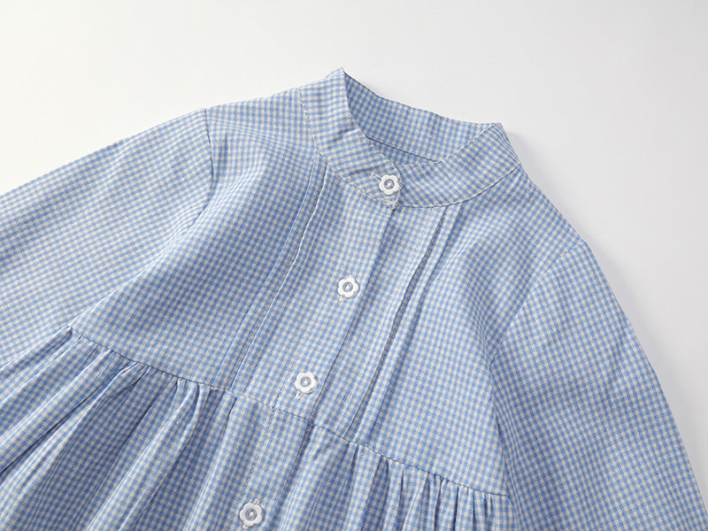 Girl's Blue Checkered Dress