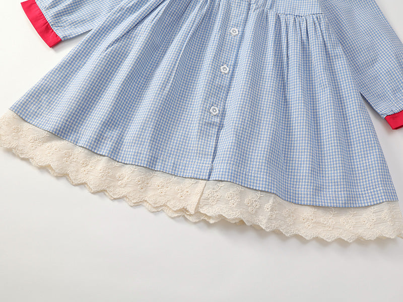 Girl's Blue Checkered Dress