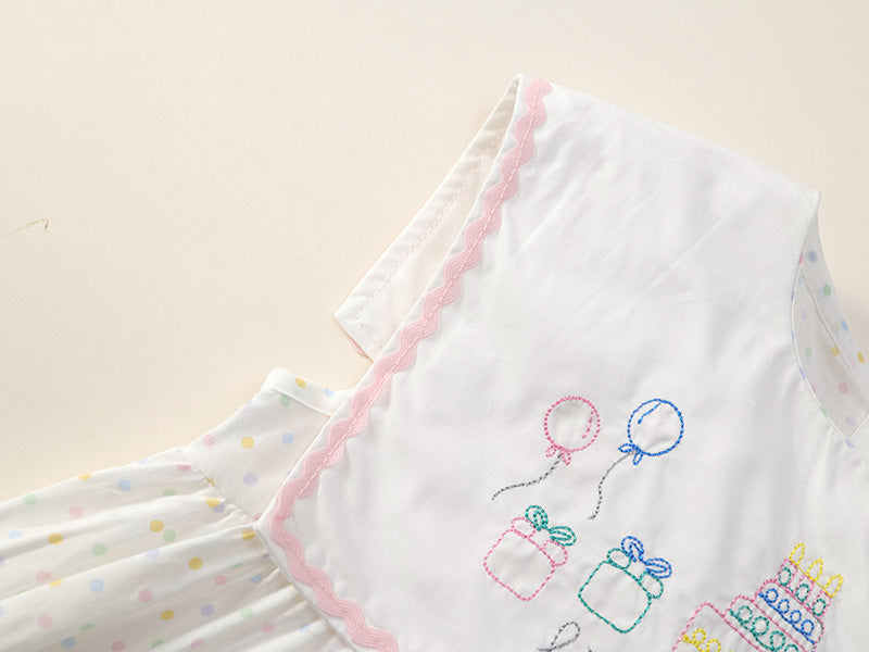 Girl's Embroidered Lapel Dress