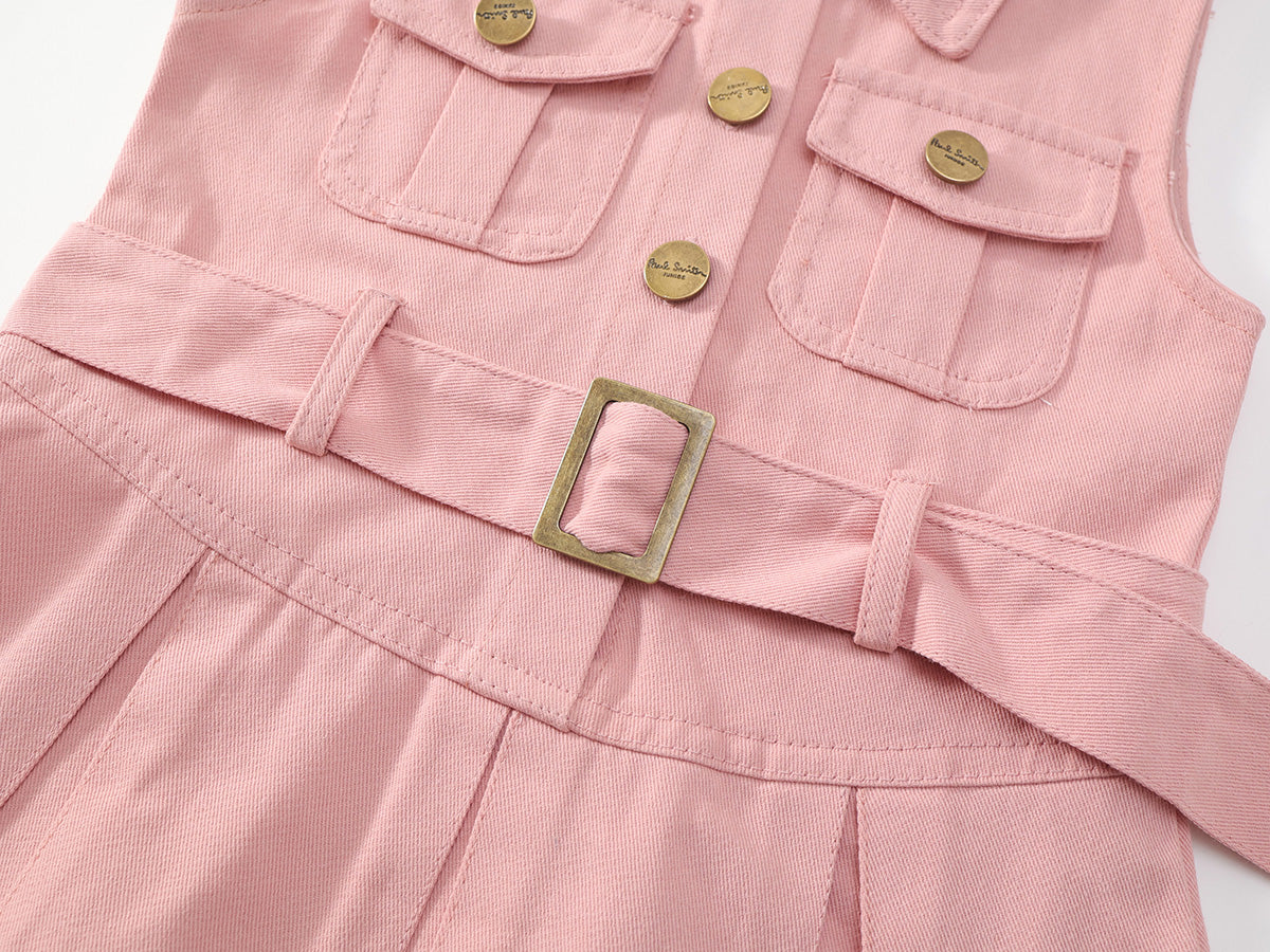 Girl's Pink Utility Sundress