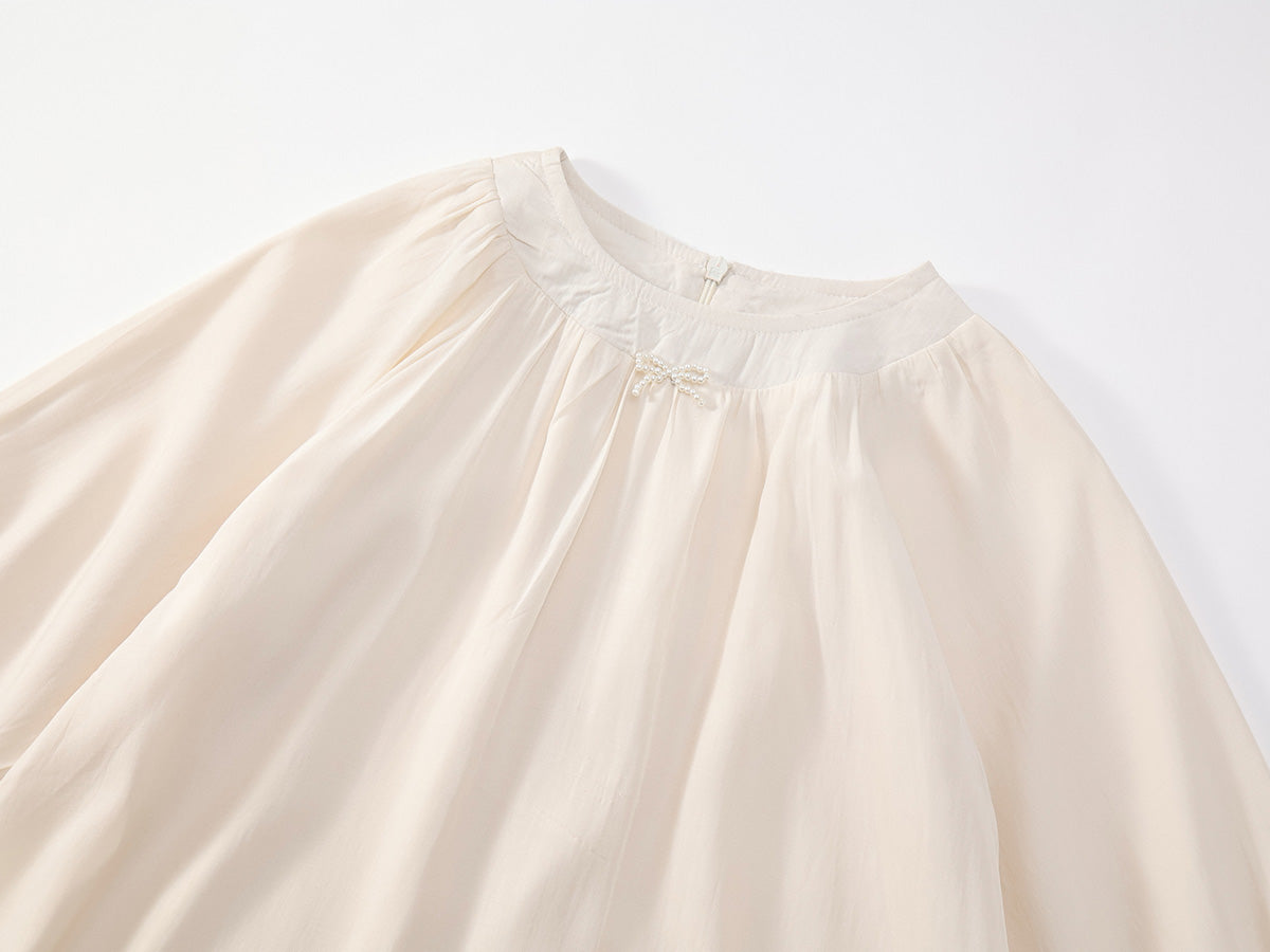 Girl's Solid Color Long Sleeve Dress