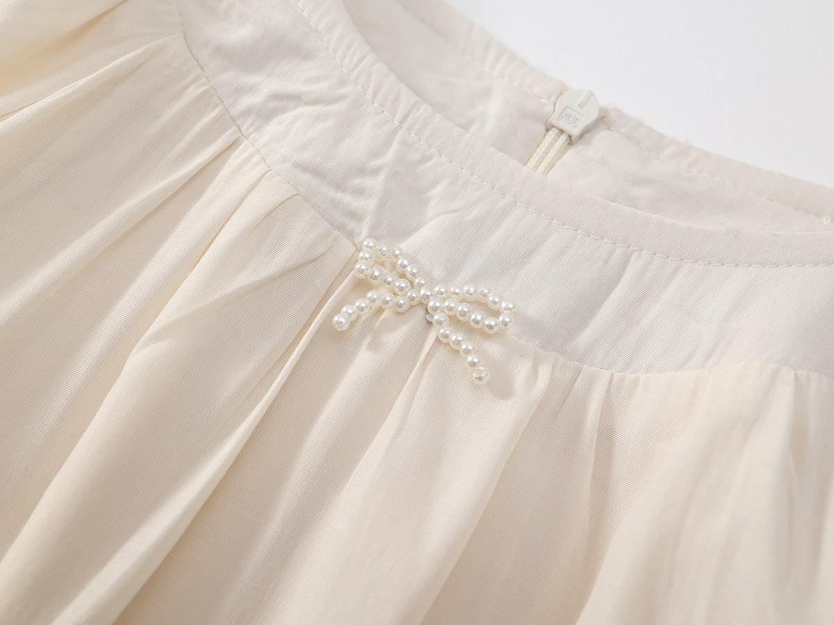 Girl's Solid Color Long Sleeve Dress