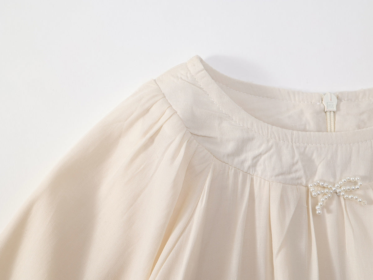 Girl's Solid Color Long Sleeve Dress