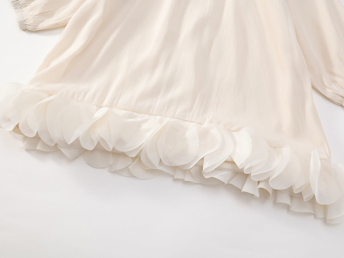 Girl's Solid Color Long Sleeve Dress