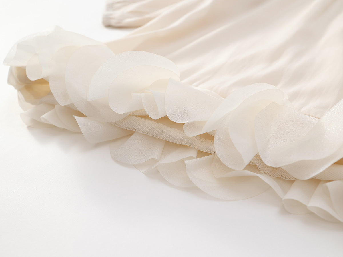 Girl's Solid Color Long Sleeve Dress