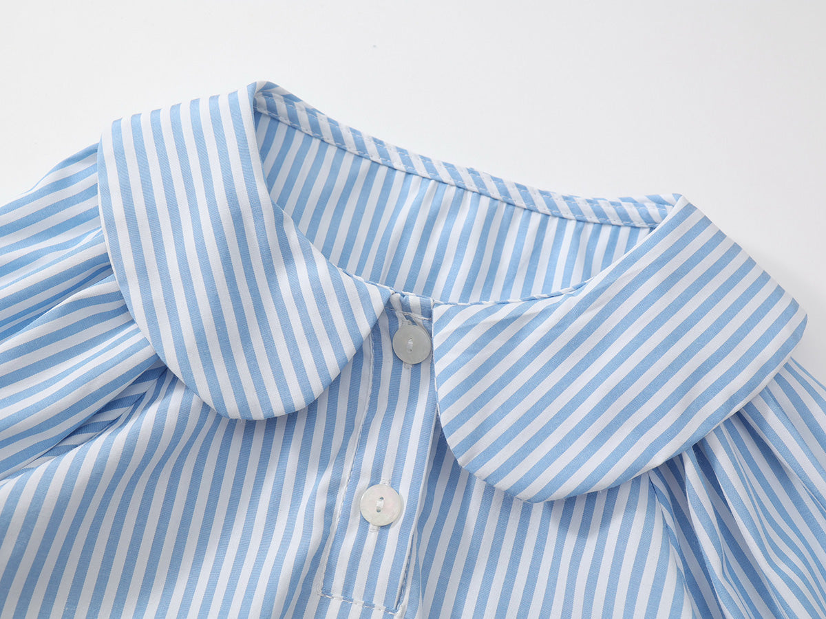 Girl's Blue Lapel Dress