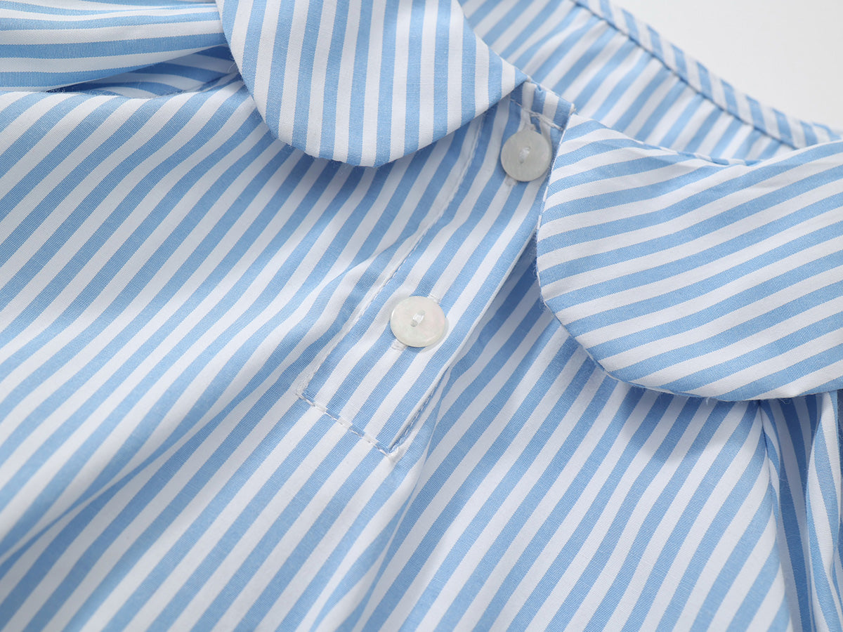 Girl's Blue Lapel Dress