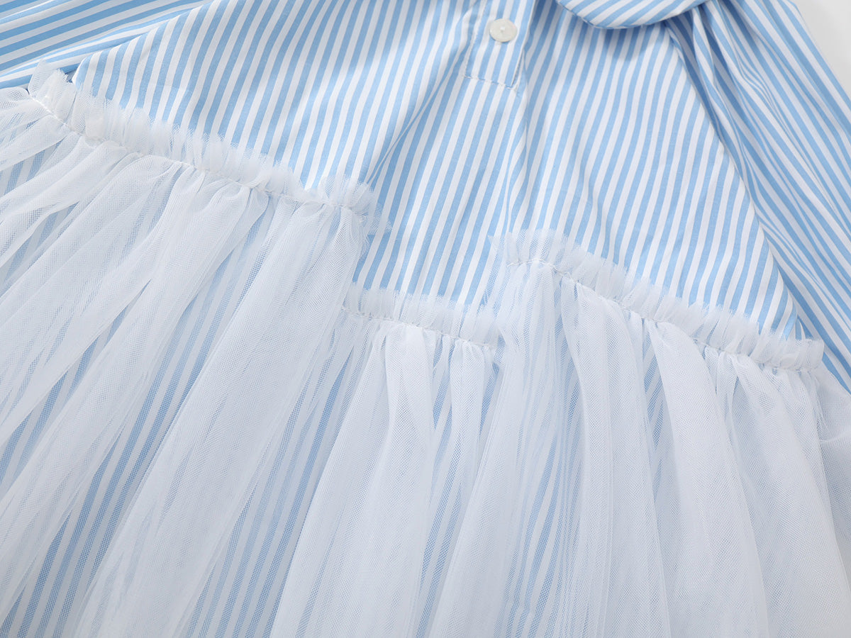 Girl's Blue Lapel Dress