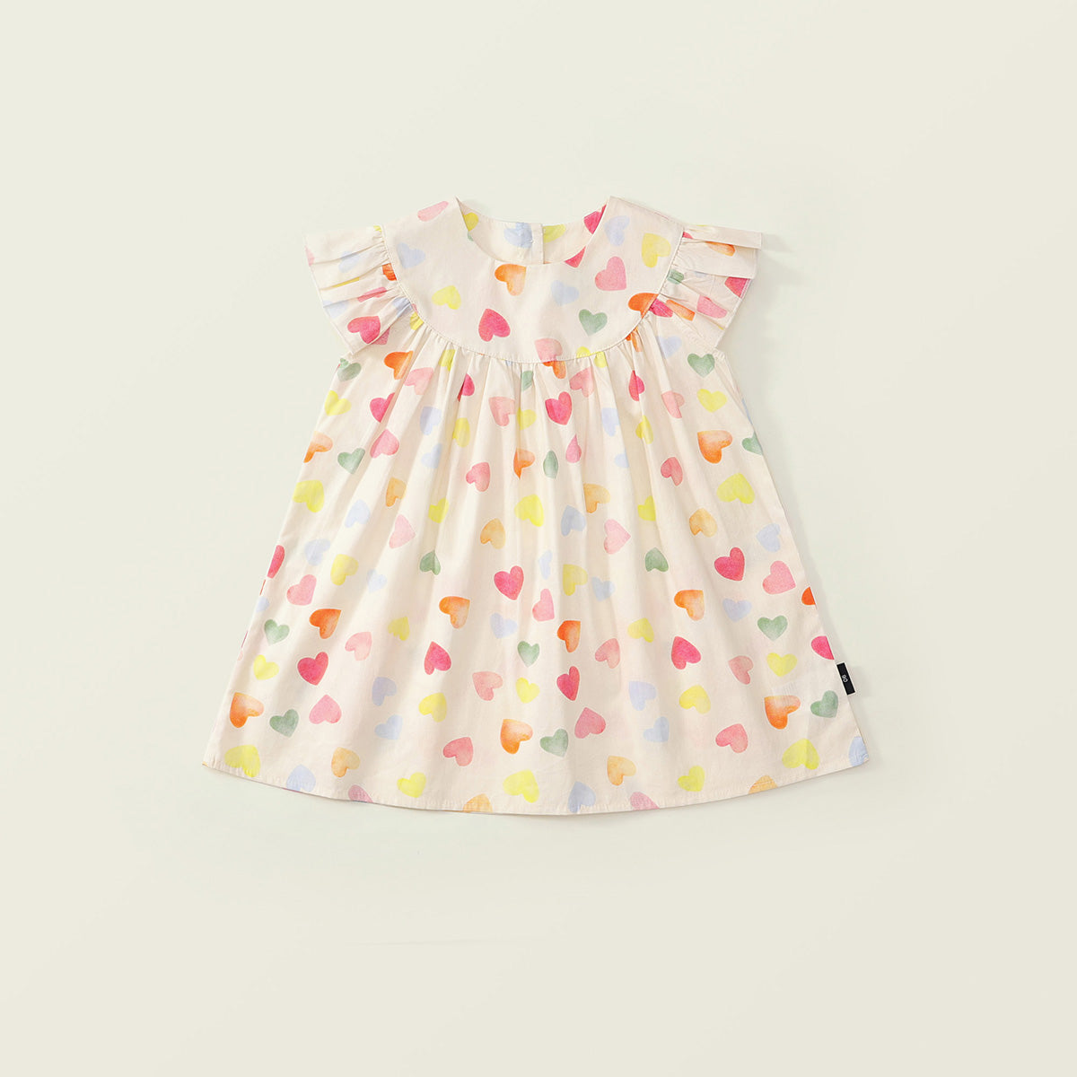 Girls' Flutter Sleeve Heart Print Dress