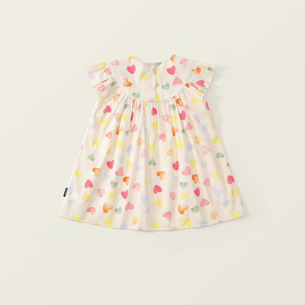 Girls' Flutter Sleeve Heart Print Dress