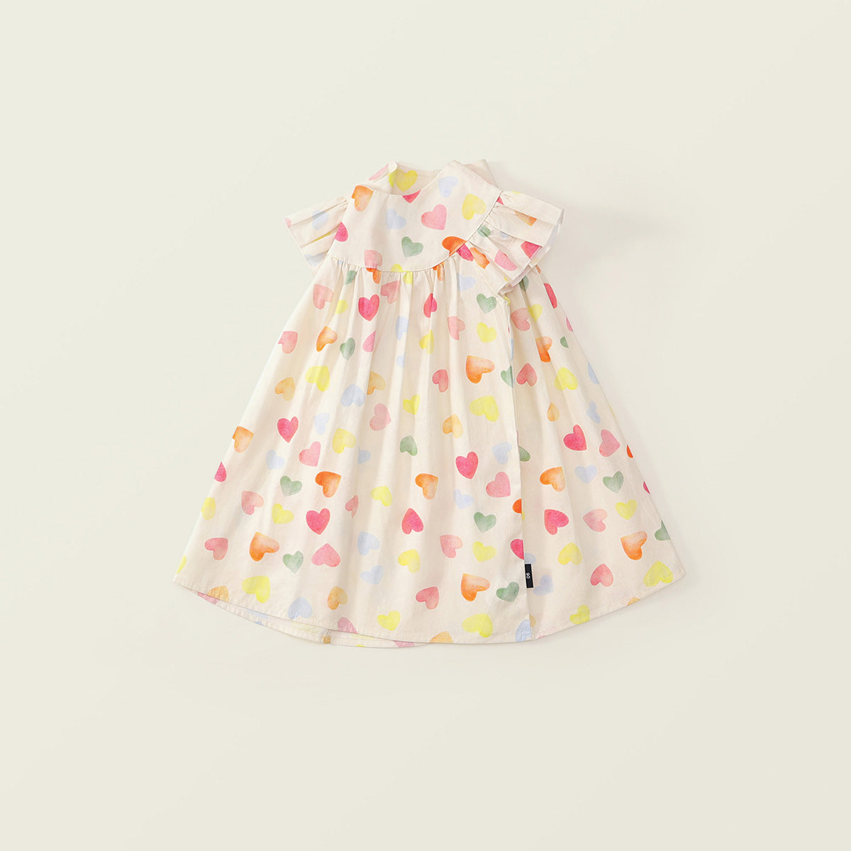 Girls' Flutter Sleeve Heart Print Dress