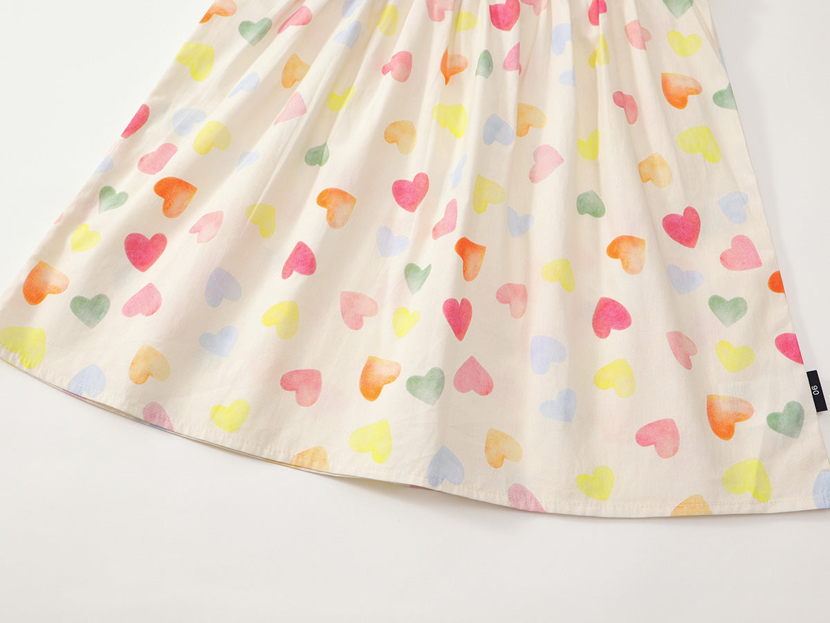 Girls' Flutter Sleeve Heart Print Dress
