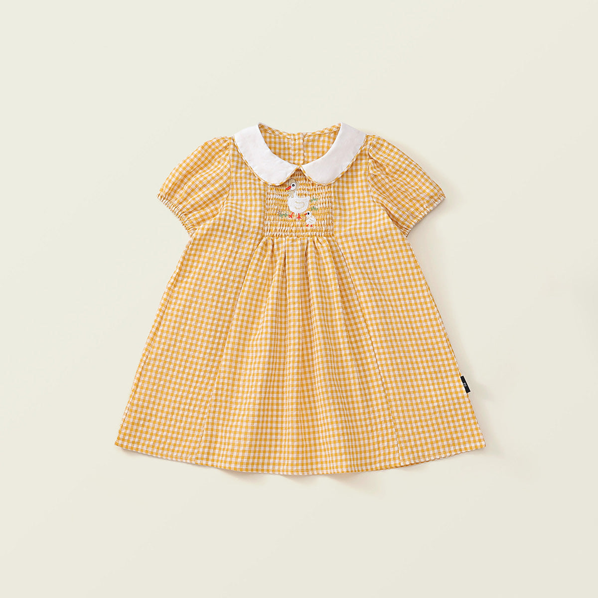 Girl's Yellow Gingham Smock Dress