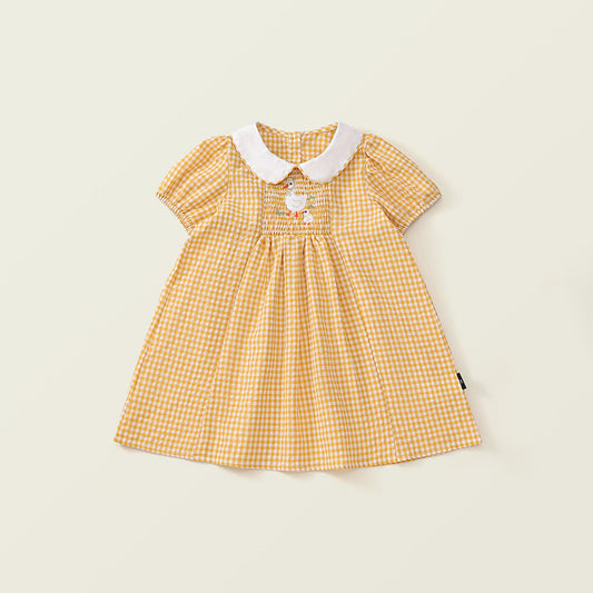 Girl's Yellow Gingham Smock Dress