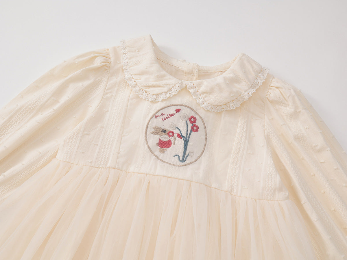 Girl's Embroidered Tulle Dress-K5135587