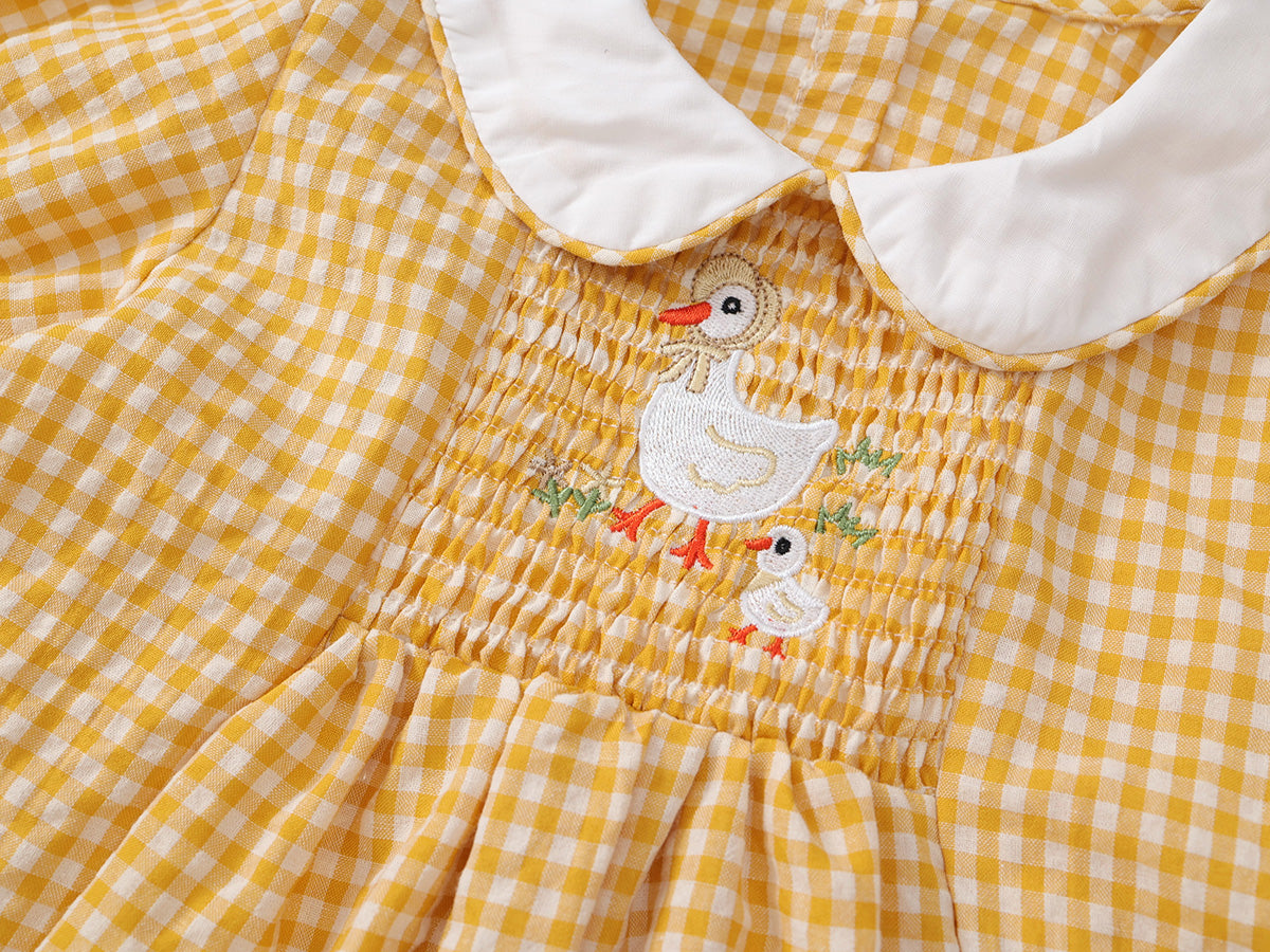 Girl's Yellow Gingham Smock Dress