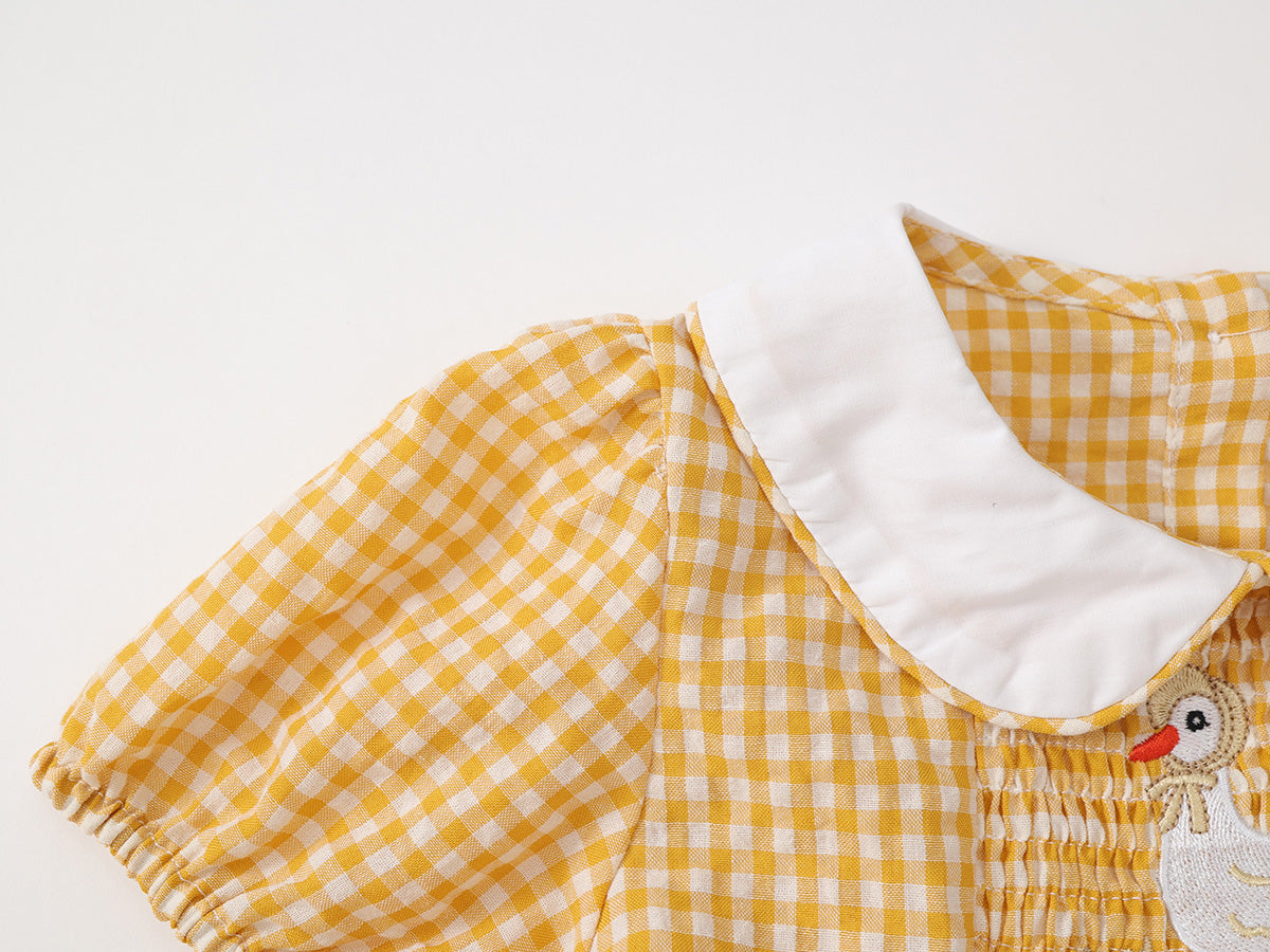 Girl's Yellow Gingham Smock Dress