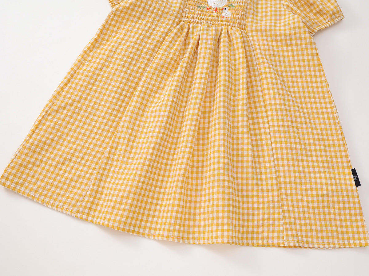 Girl's Yellow Gingham Smock Dress