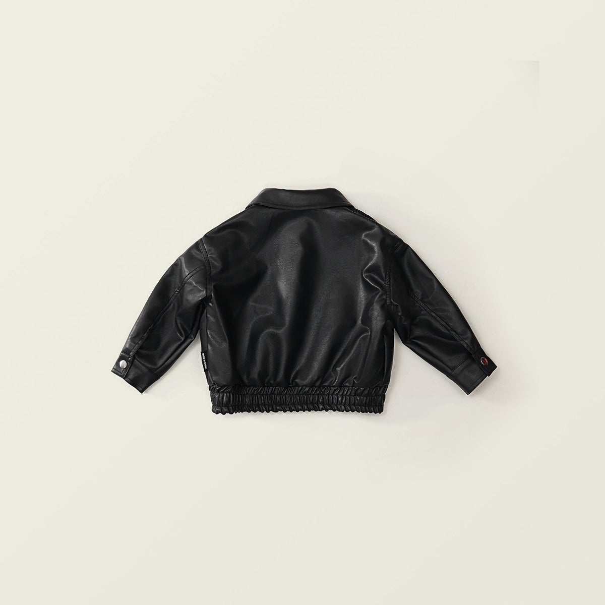 New Autumn Kids' Black Lapel Leather Jacket-K5135754