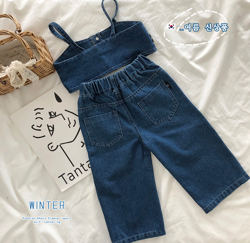 Girl's Summer New Arrival: Denim Vest & Pants Set K2220471/K4125522