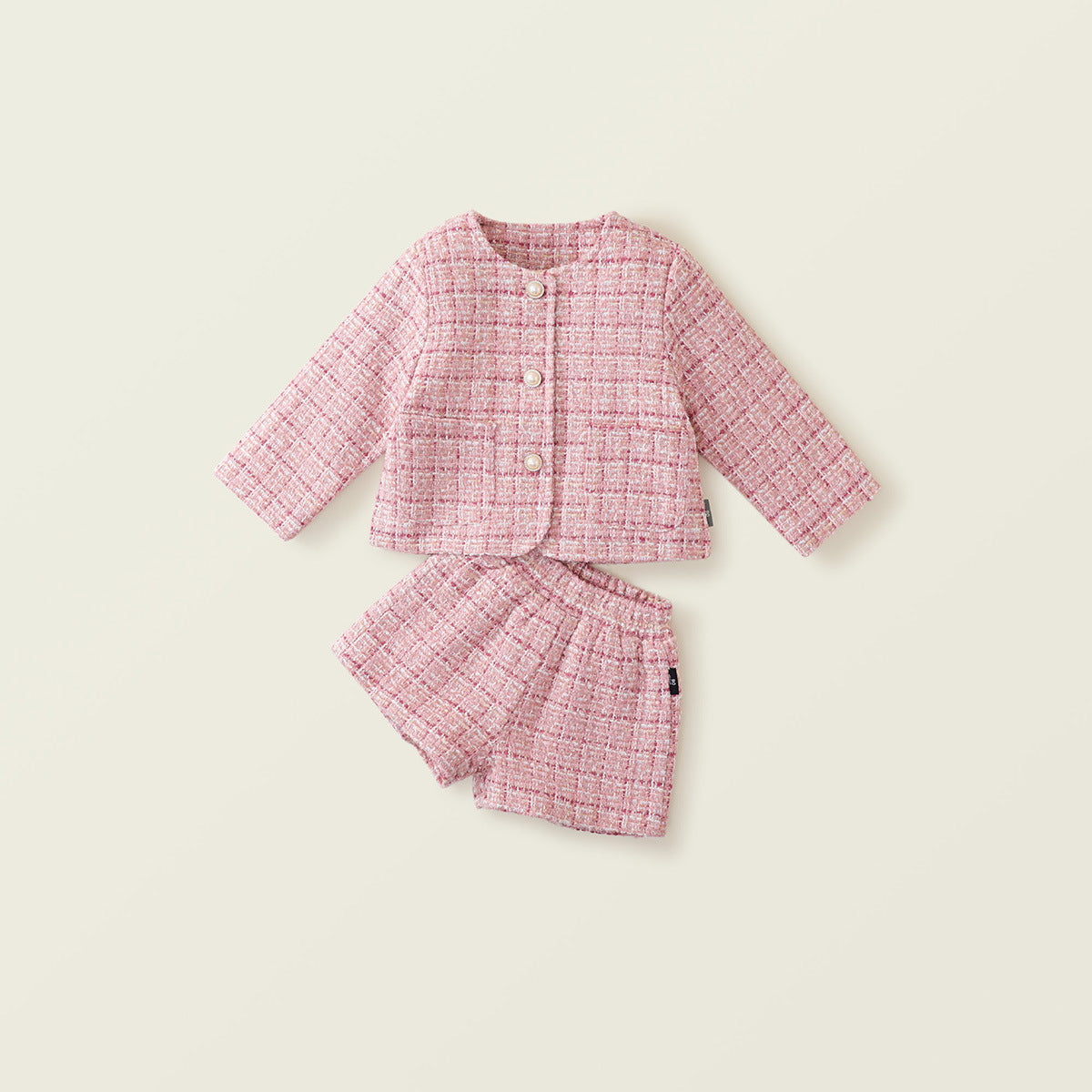 Girl's Pink Thickened Chanel-Style Suit