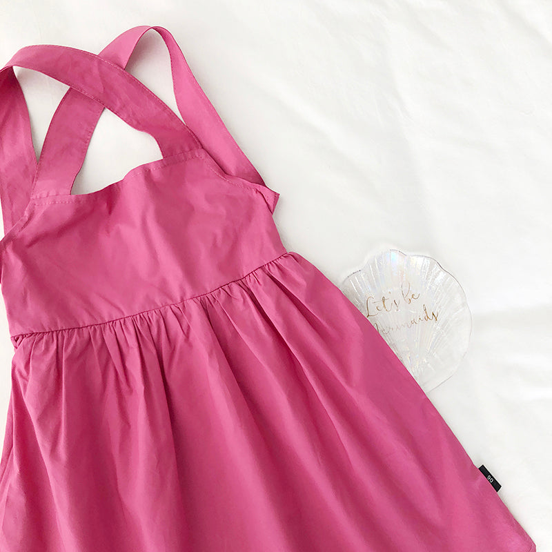 Girl's Summer New Solid Strapless Dress K3124240